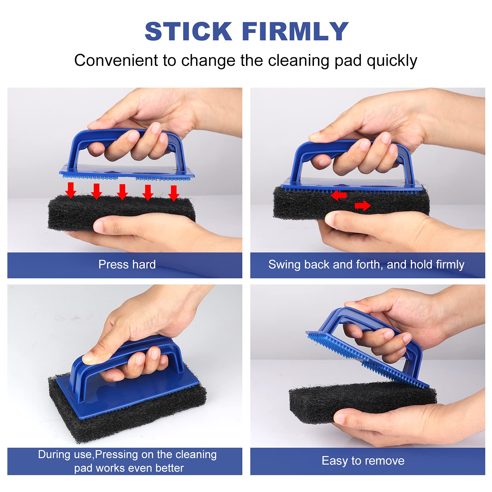 Blackstone Grill Cleaning Kit, Heavy Duty Griddle Scrubber Scouring Pad & Handle, Griddle Cleaning Brush for Charcoal, Gas Grills, Cast Iron Cookware, Oven, Grate, Stovetop