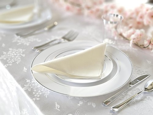 " OCCASIONS " 40 Piece Chargers pack Wedding Party 12'' Disposable Plastic Charger Plates/Chargers (White & Silver Rim)