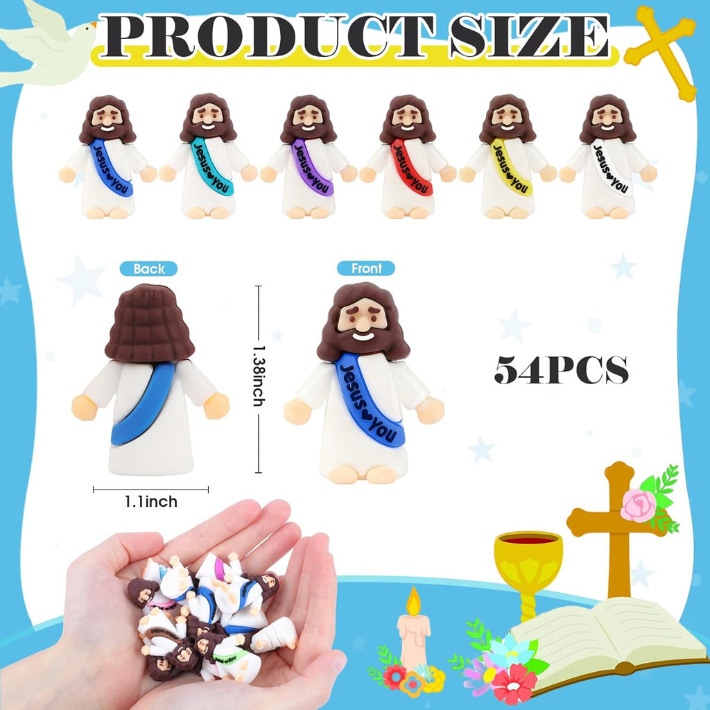 Skiennix 54 Pack Little Jesus Figurines - Pocket-Sized Religious Gifts for Church & Easter Celebrations