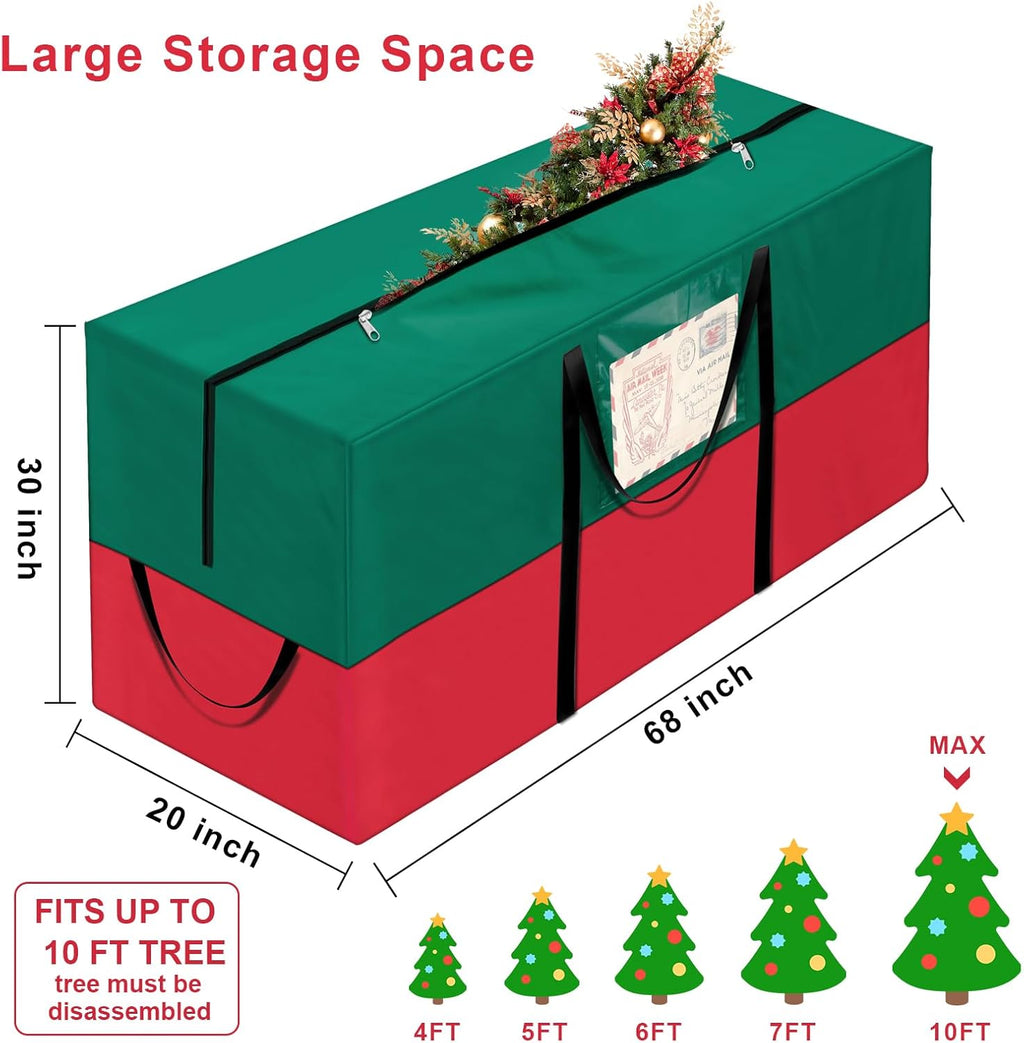 Skiennix Christmas Tree Storage Bag - Fits Up to 10 Ft Tall Trees | Heavy-Duty 600D Oxford Material, Dampproof Design with Reinforced Handles & Dual Zipper