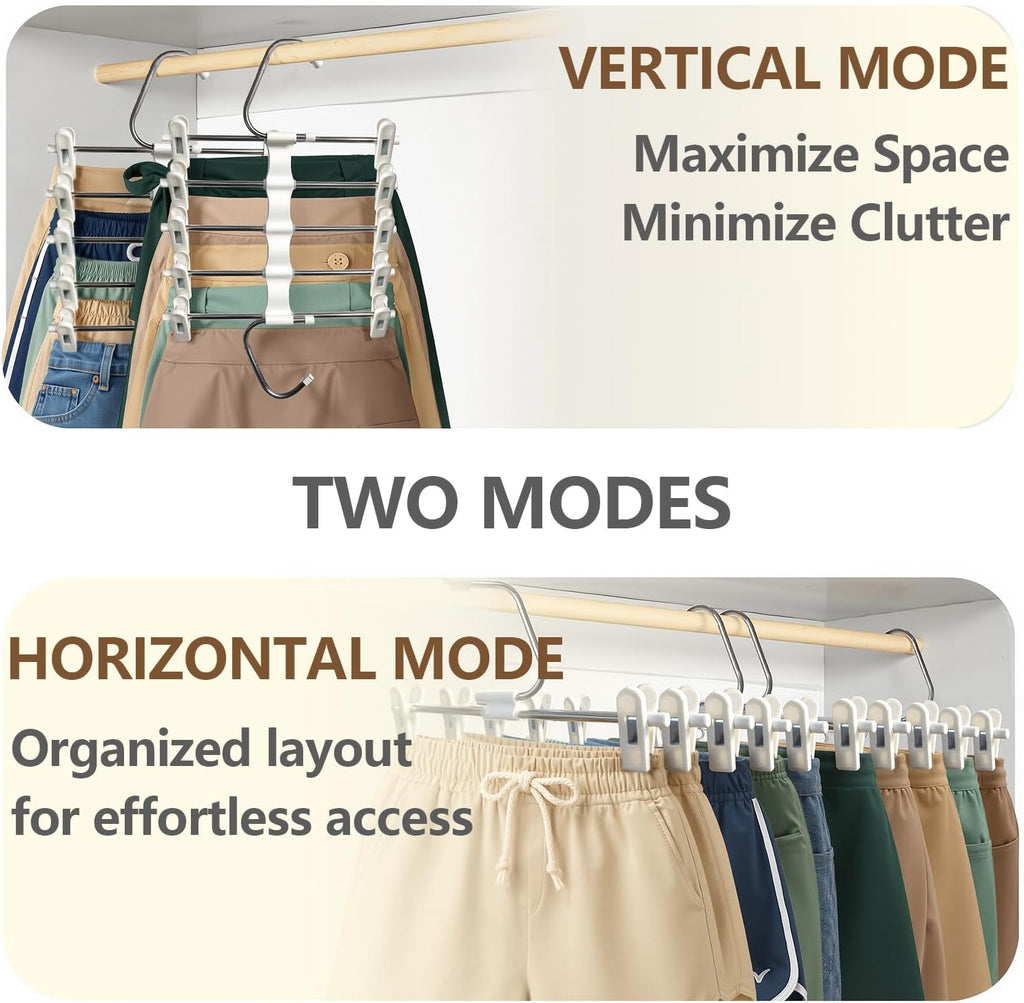 Skiennix Skirt Hangers - Space-Saving Metal Pants Hangers with Clips - 2 Pack Closet Organizer