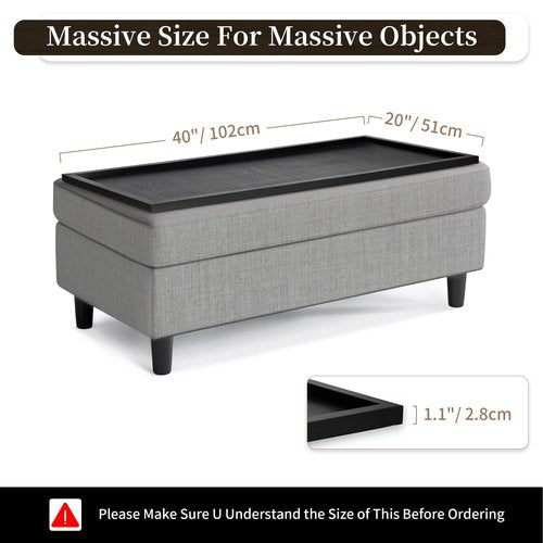 Hanobe Large Ottoman Serving Tray: Farmhouse Wood Decorative Coffee Table Trays for Home Decor Living Room for Black Long Kitchen Counter Topper