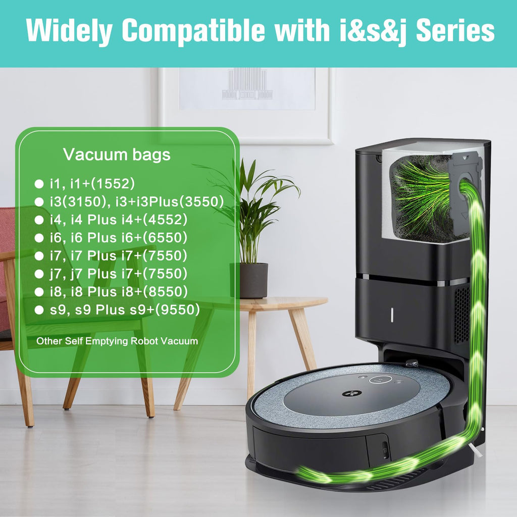 18 Pack Replacement Vacuum Bags Compatible with iRobot Roomba i7, i7+, j7, j7+, i3, i3+,i4, i4+, i6, i6+, i8, i8+, s9, s9+ Plus, i & s & j Series Automatic Dirt Disposal Bags
