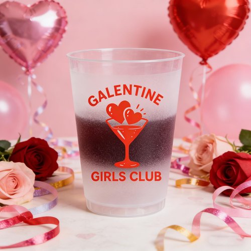 Deneo Galentiens Day Decorations, 16oz Galentine Girls Club Cups, Galentines Day Cups for Girl Lady Valentines Day Party Decorations, Galentine Gang Girl Night Party Supplies, 16Pcs