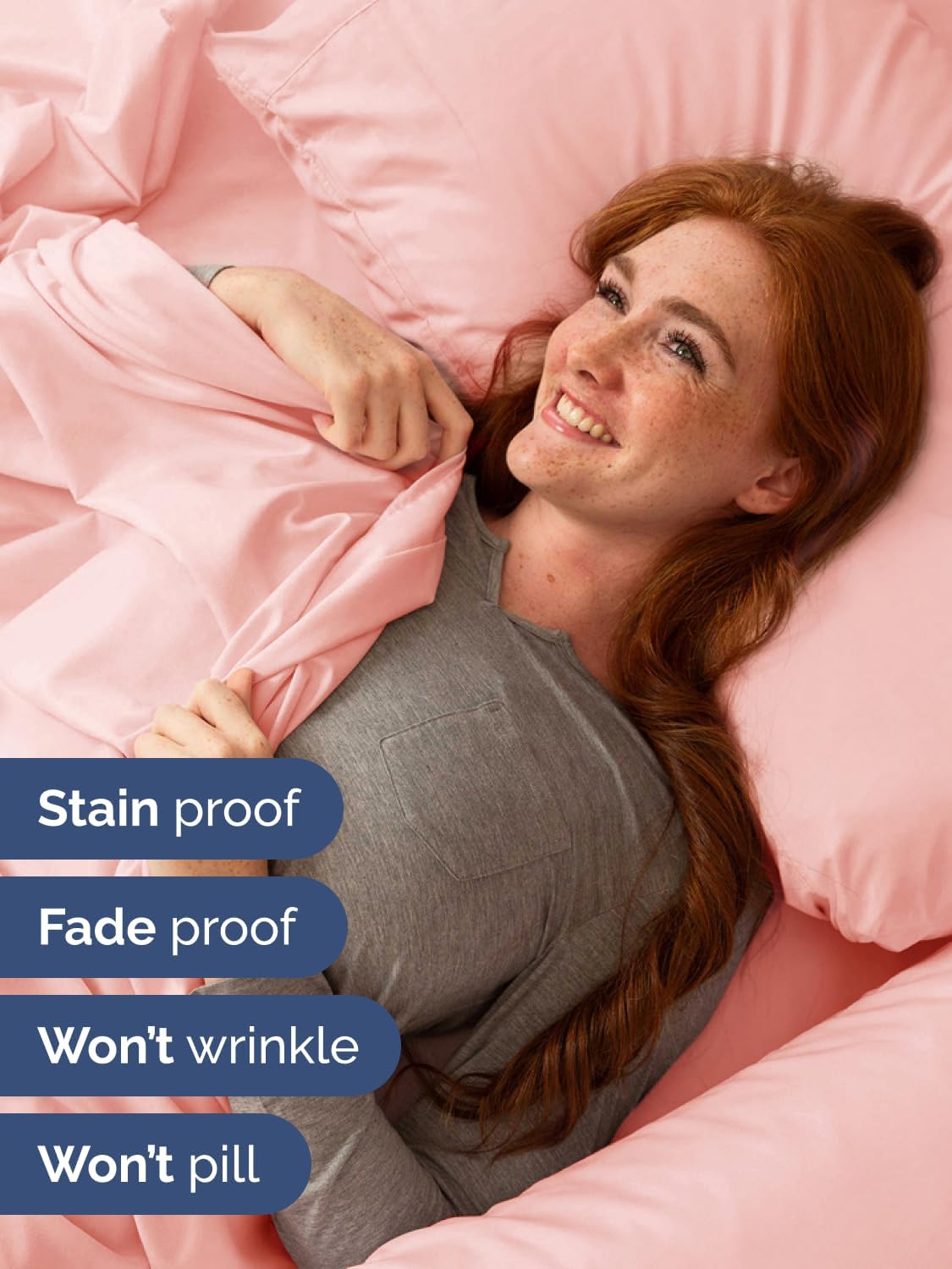 Skiennix Extra Deep Twin XL Sheet Set | 4-Piece Breathable Cooling Bedding - Soft, Wrinkle-Free Baby Pink