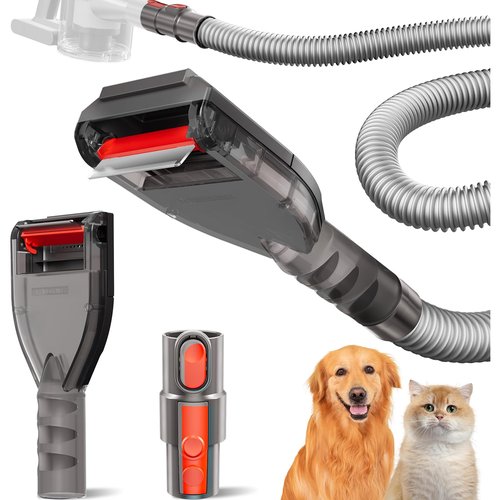 Dog Hair Vacuum Attachment for Dyson Vacuums, Pet Grooming Tool with Extension Hose and Adapter, Compatible with V6 V7 V8 V10 V11 V12 V15 Gen5 Animal Ball Upright Canister Cordless Stick Models