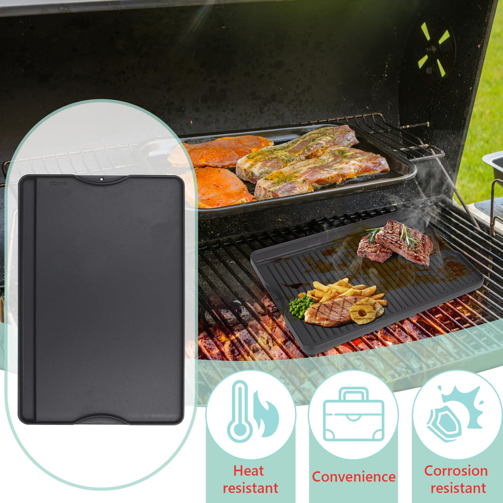 WEBROIL 24" X 16" Reversible Cast Iron Griddle for Camp Chef, Flat Top Plate for Gas/Stove/Charcoal/Propane Grill, Universal 4 Burner Stove Top Griddle for Outdoor Cooking & Camping Accessories