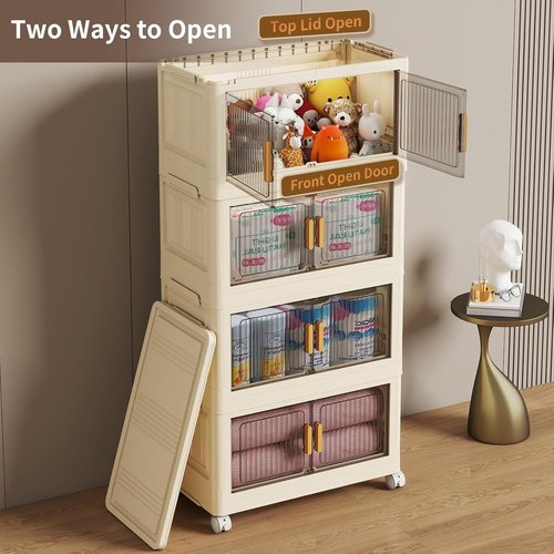 28 Qt Plastic Storage Bins - Stackable Organizer with Lid & Wheels | 4-Pack for Home Organization