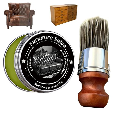 Leather & Furniture Repair Salve with Brush, Original Leathers Recoloring Balm Wood Cleaner, Wood Polish Wax, Household Upholstery Maintenance Kit for Home, Sofa, Car Seats