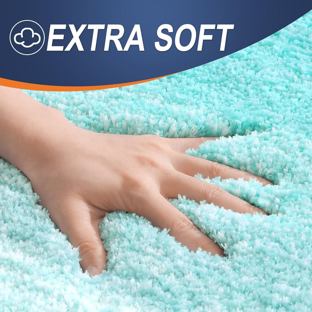 OLANLY Bath Rugs Mat - Extra Soft Microfiber, Quick Dry & Machine Washable | 24x16 Teal Color