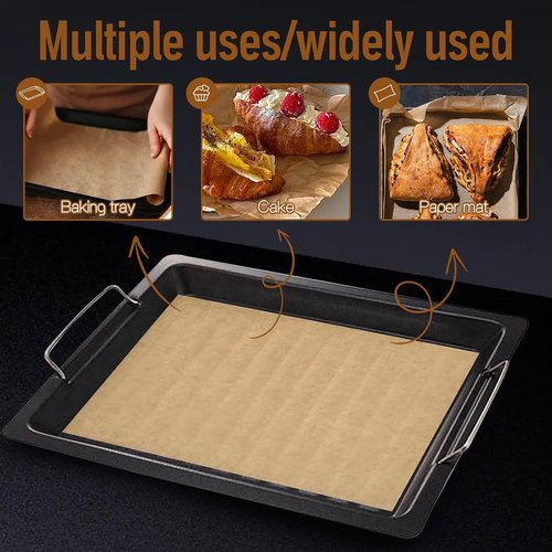 Kovpnor Parchment Paper Sheets - 100 Pcs Unbleached Non-Stick Baking Sheets | 9x13 In for Grilling & Air Frying