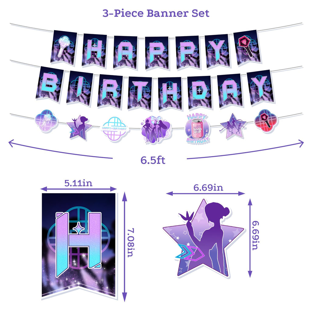 Music Hunter Birthday Banner Set - Includes 2 Happy Birthday Banners & 1 Prop Garland for Magical Music Themed Party Decorations, Easy to Hang Singer Theme Party Supplies