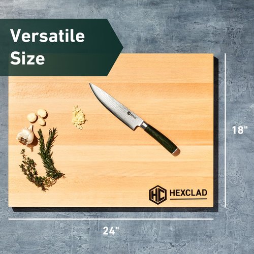 HexClad Extra Large Beechwood Cutting Board, Reversible, Hardwood, Great for Chopping, Cutting, or Serving Charcuterie, 24 x 18 Inches