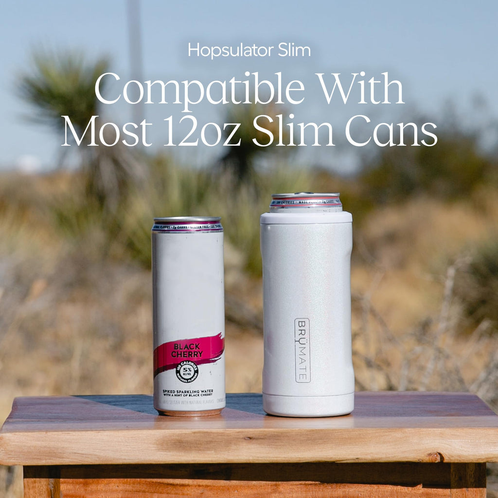 BrüMate Hopsulator Slim Can Cooler Insulated for 12oz Slim Cans | Skinny Can Insulated Stainless Steel Drink Holder for Hard Seltzer, Beer, Soda, and Energy Drinks (Matte Gray)