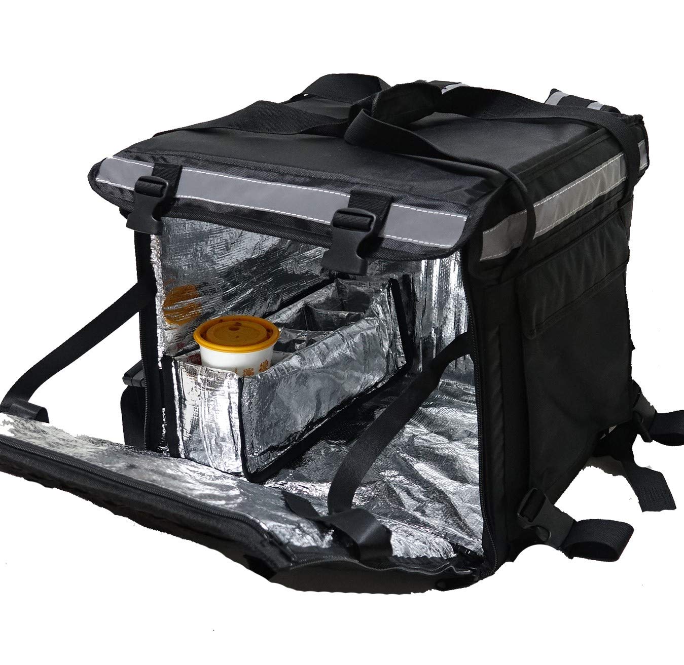 Packir PK-64B: Big Pizza/Food Delivery Bag for Motorcycle or Bicycle, 16"x16"x16", with Metal Rack for Motorcycle Use