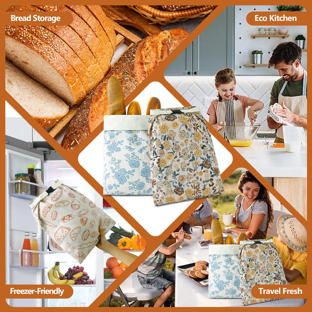 Beeswax Bread Bags for Homemade bread,2 Pack Sourdough Bread Bags,Reusable Bread Bourdough Storage
