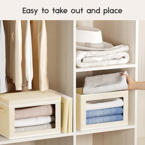 Homsorout Storage Bins with Lids - Collapsible Fabric Organizers for Clothes & Towels | 3 Pack & 6 Pack