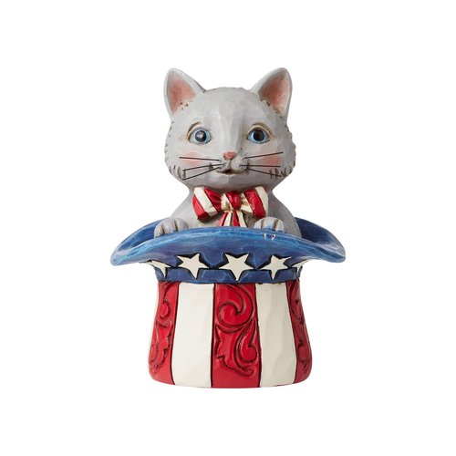 Enesco Jim Shore Heartwood Creek Patriotic Kitten in Top Hat Miniature Figurine, 3.5 Inch, Multicolor