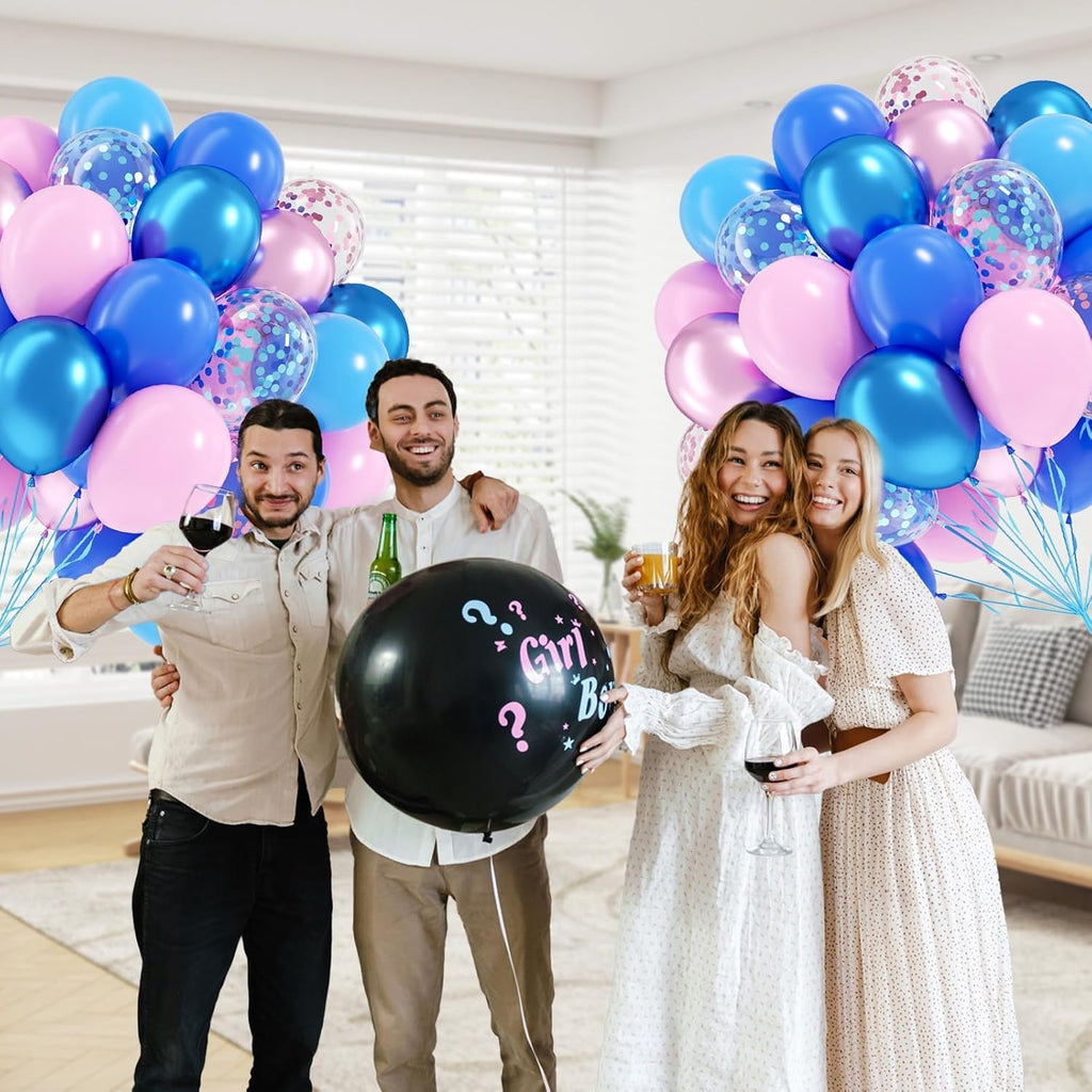 Skiennix 60pcs Pink & Blue Balloons - 12-Inch Metallic Confetti for Gender Reveal & Baby Shower Decor