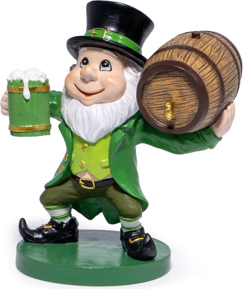 Hodao St. Patrick's Day Gnome Figurine - Festive Irish Decoration with Pot of Gold | 5.2 Inches Tall