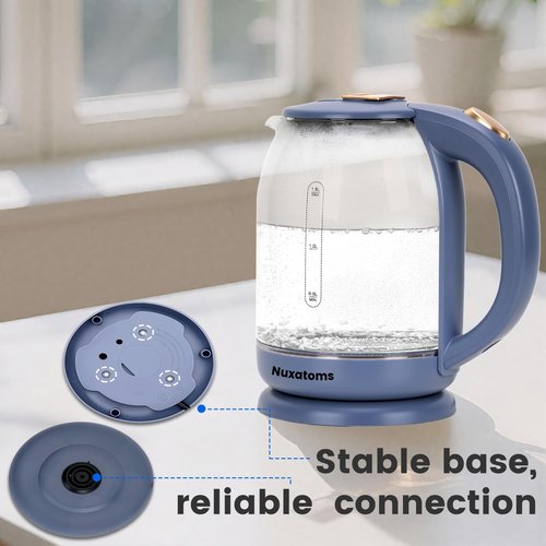 Nuxatoms Household Electric Kettle, All 304 Stainless steel and No Plastic Contact, Automatic Shut-off,Borosilicate glass Visual Boiling, 2.0L Water Boiler & Tea Kettle Perfect For Tea & Coffee
