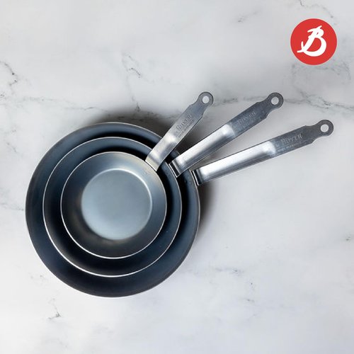 de Buyer - Blue Carbon Steel Fry Pan 2mm Thick - 11” Diameter, 8.3” Cooking Surface - Oven Safe - Naturally Non-Stick Finish - Made in France