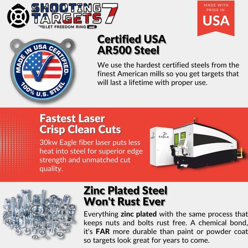 1/4 AR500 Pistol Gong Shooting Targets: Durable, Lightweight Steel Targets for Shooting, Perfect for Pistol Practice, Withstands Spall & Bullet Strikes, Zinc Plated Shooting Targets for The Range