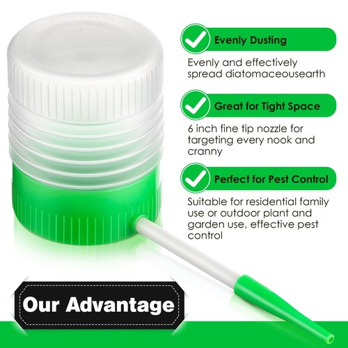 Qualirey 1 Pack Diatomaceous Earth Powder Duster with 6 Inch Extension Nozzle, Diatomaceous Earth Powder Duster for Pest Control, Sprayer for Indoor and Outdoor Use