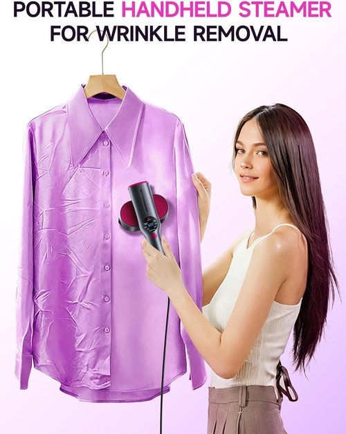 DRFLASH 2-in-1 Garment Steamer & Iron - Fast 15s Heat-Up, Portable Travel Size, 1200W with Large Ceramic Panel