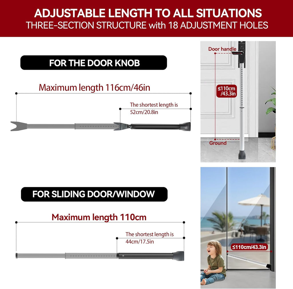 AceMining Door Security Bar - Heavy Duty Adjustable Jammer for Home & Travel | 1 Pack, White