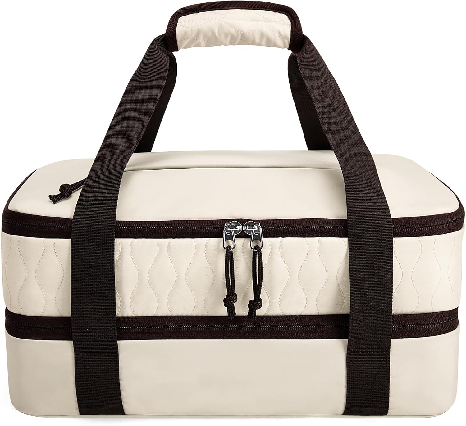 Trunab Insulated Casserole Carrier - Double Thermal Food Containers for 9x13 Inch Dishes | Beige