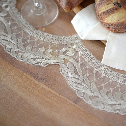 ARTABLE Vinyl PVC Rectangle Tablecloth Waterproof Clear Table Cover with Champagne Lace Macrame Border for Wedding Kitchen Home Outdoor Indoor Holidays Party Decor (Stone, 60 x 120 Inch)