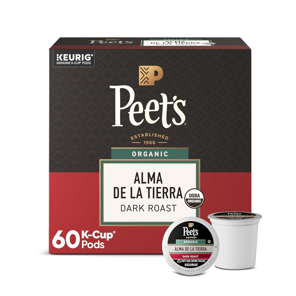 Peet's Coffee Organic Dark Roast K-Cup Pods - 100% Arabica, Alma de la Tierra, 60 Count (6 Boxes of 10 Pods)