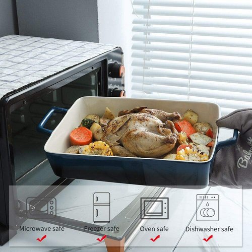 KOOV Bakeware Set - Ceramic Baking Dish Set with Casserole Pans | 3-Piece Gradient Blue, 12 x 8.5 Inches