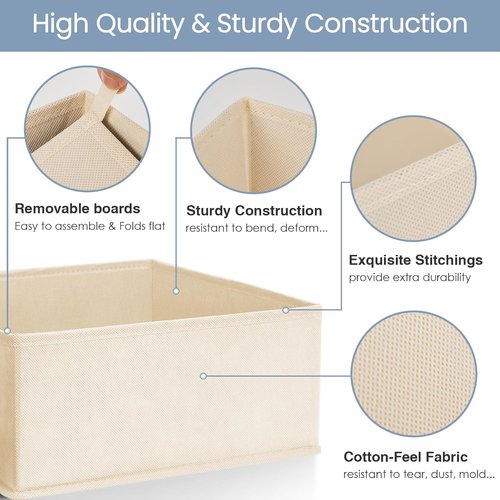 Criusia Drawer Organizer - 16 Pack Foldable Closet Organizers for Clothes, Socks & Accessories | Beige