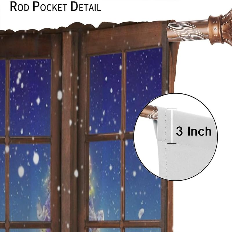 Winter Snow Christmas Curtains - 42x45in Blackout Drapes for Living Room & Bedroom (Variation: Winter Snow-2+21" W x 45" L)