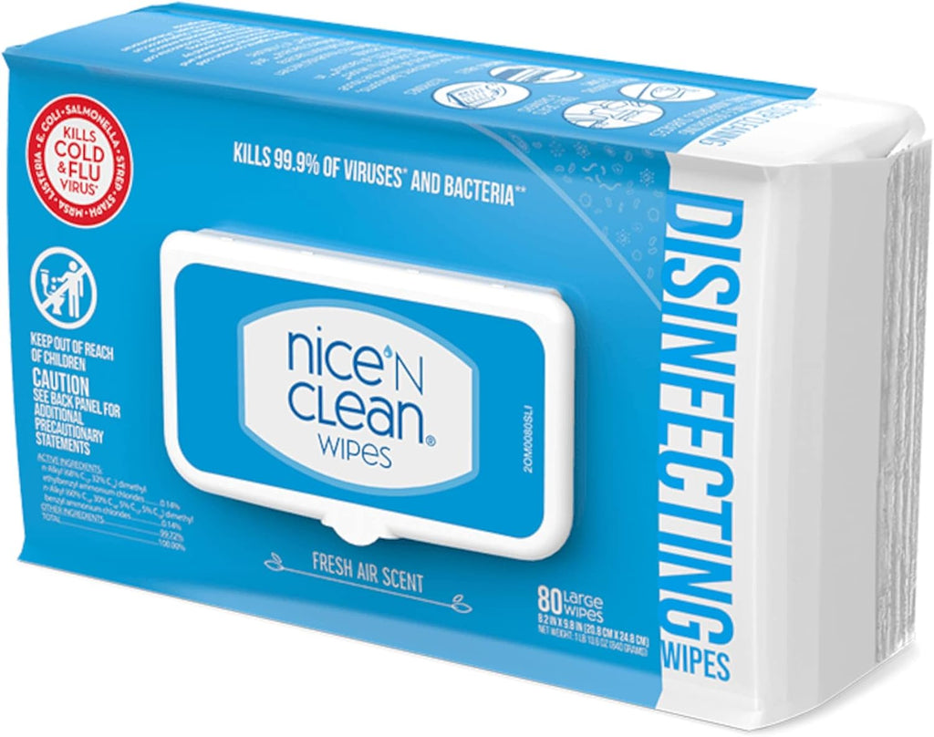 Nice 'N Clean Disinfecting Surface Wipes 80ct - Effective Cleaning & Disinfection for Home & Kitchen | Fresh Scent