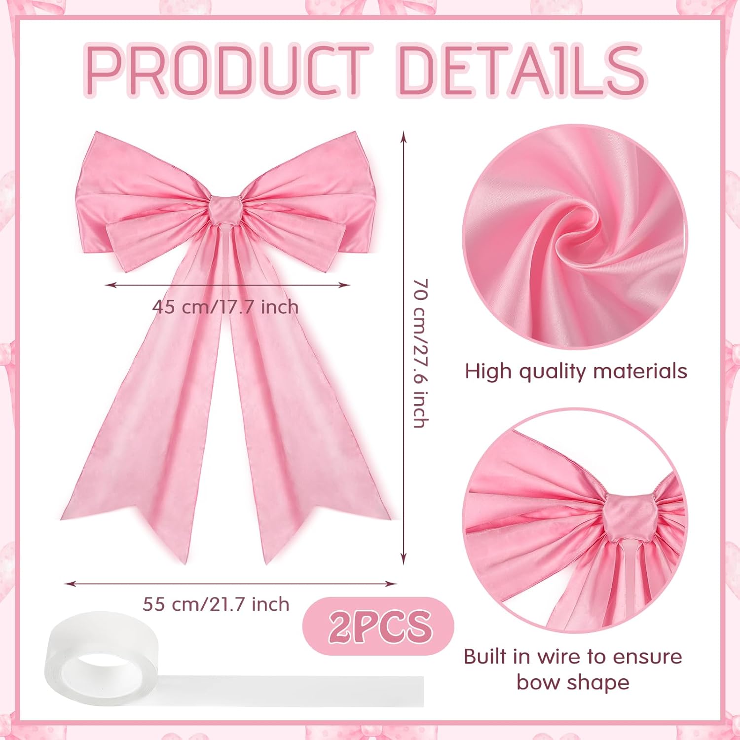 Skiennix Large Pink Coquette Bow - 27.6 x 21.7 Inches | Perfect for Birthday & Bridal Showers