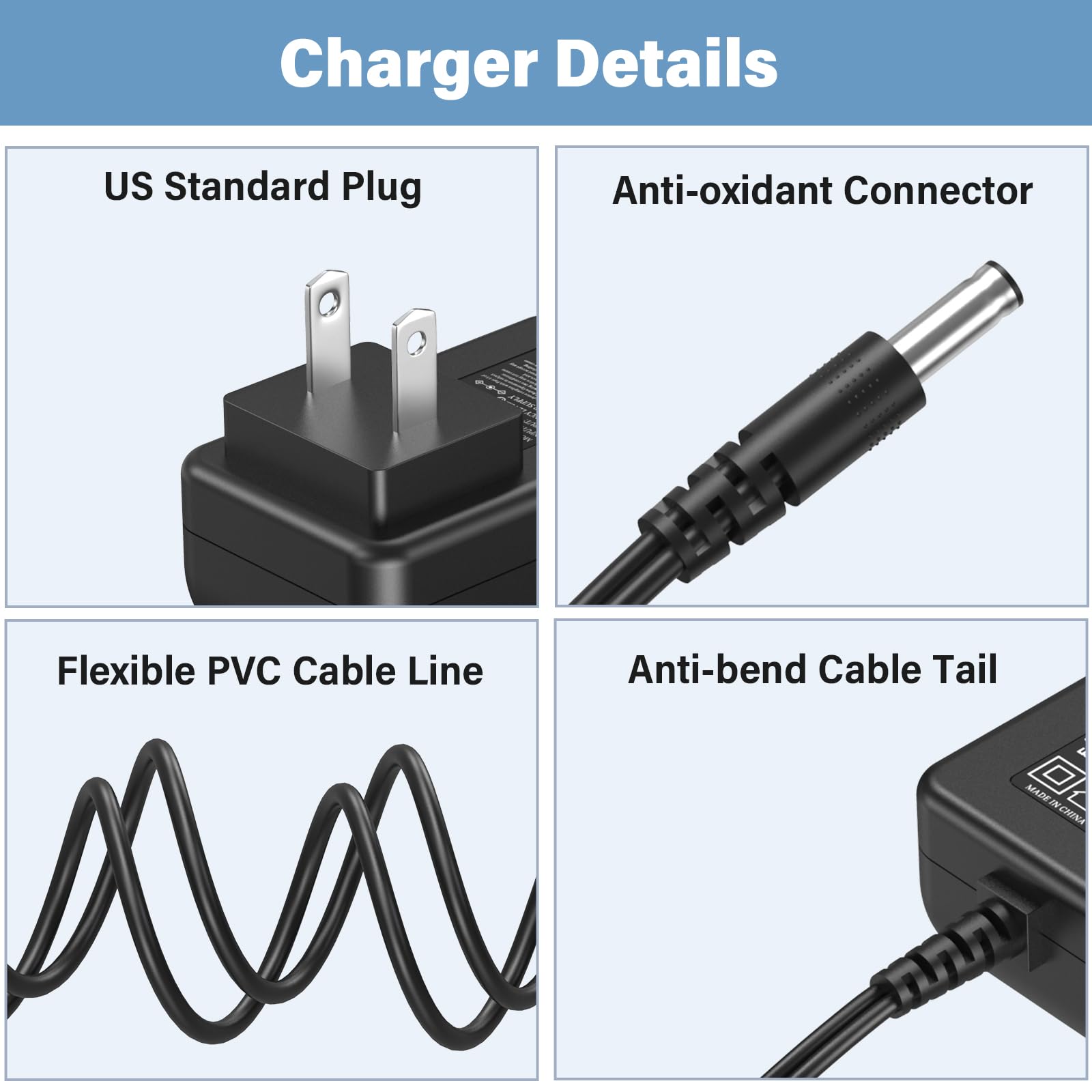 HIENADTOR 26V Charger for TINECO A10 A11 S3 S5 Cordless Stick Vacuum, Power Cord Adapter for TINECO iFLOOR 3 Series Wet Dry Cordless Vacuum Cleaner AC DC Power Adapter Supply, 6FT with UL Certified