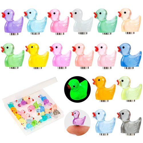 24Pcs Luminous Mini Resin Duck Fridge Magnets, Funny Duck Refrigerator Magnets, Cute Cartoon Decorative Magnets, Small 3D Colorful Magnets, Magnetic Tiny Duck Decor for Fridge Locker Kitchen Office