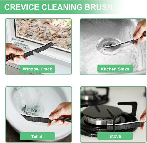 Crevice Cleaning Brush Set by [Brand Name] - Hard Bristle Grout Scrub & Multifunctional Tool | 12PCS for Kitchen, Bathroom & Corners