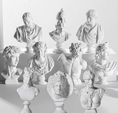 LAGOM HOUSE Greek Bust Statue Set - 10 PCS Mini Greek Mythology Figurines for Home Decor | Unique Gifts