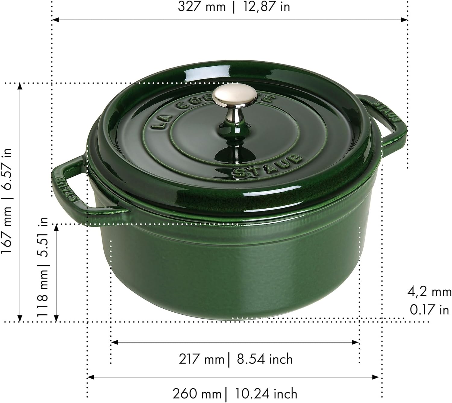 Staub 5.5 Quart Round Cocotte - Elegant Basil Color for Perfect Cooking and Serving