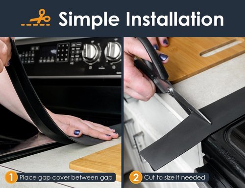 Linda’s Essentials Silicone Stove Gap Covers - Heat Resistant 21-Inch Oven Gap Filler | Easy to Clean Black (2 Pack)