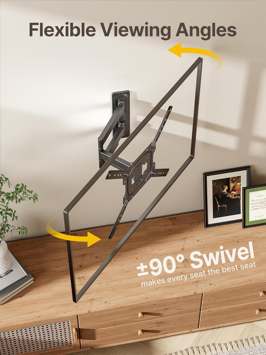 monTEK Full Motion TV Wall Mount - Swivel & Tilt Bracket for 23-65 Inch TVs | Max VESA 400x400mm, 77 lbs Capacity