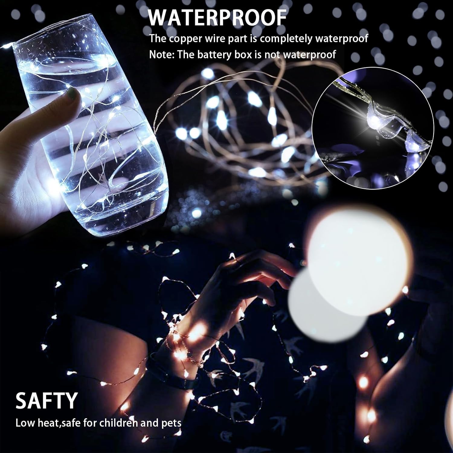 Skiennix 24 Pack Fairy Lights - 7Ft 20 LED Twinkle String Lights | Battery Operated & Waterproof for Weddings, Parties & Home Decor - Cold White
