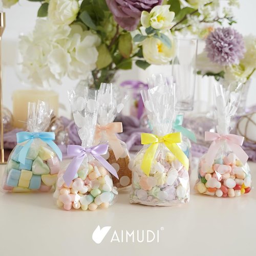 AIMUDI Satin Twist Tie Bows - 2.5" Pastel Gift Wrapping Bows for Crafts & Parties | 60 Pack