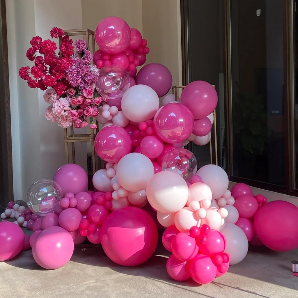 Voircoloria Hot Pink Balloons - 12-Inch Dark Pink Latex Party Balloons | 66-Pack for Weddings & Celebrations