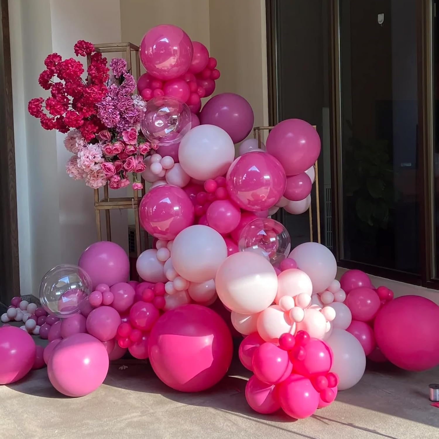 Voircoloria Hot Pink Balloons - 12-Inch Dark Pink Latex Party Balloons | 66-Pack for Weddings & Celebrations
