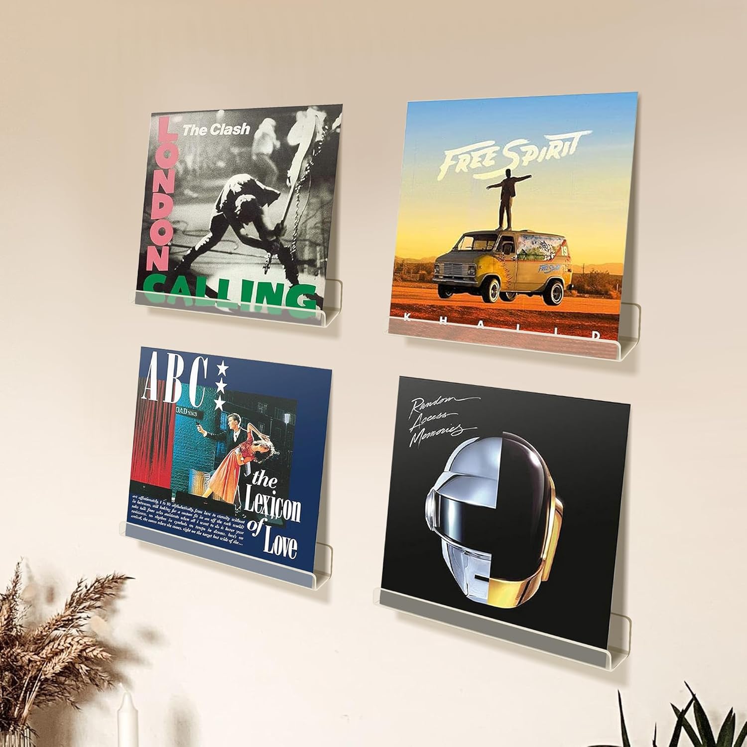 Upsimples 8 Pack Vinyl Record Wall Mount Shelves - 12" Clear Acrylic Album Display & Storage | Perfect for Kids Bookshelf, Magazine Rack, Wall Decor